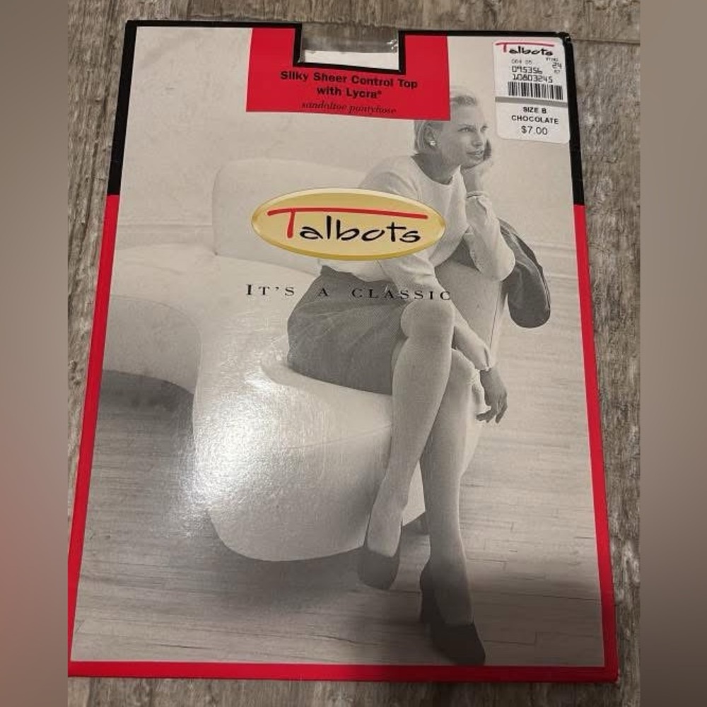 Talbots Chocolate Silky Sheer Control Top Hosiery size B new